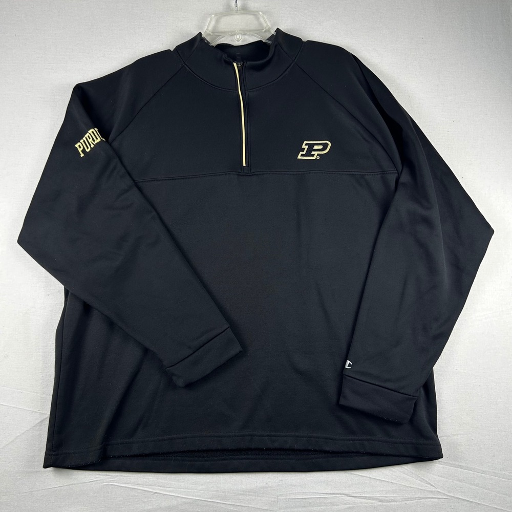 Champion Purdue Boilermakers Mens XL Black Quarter Zip Pullover Fleece